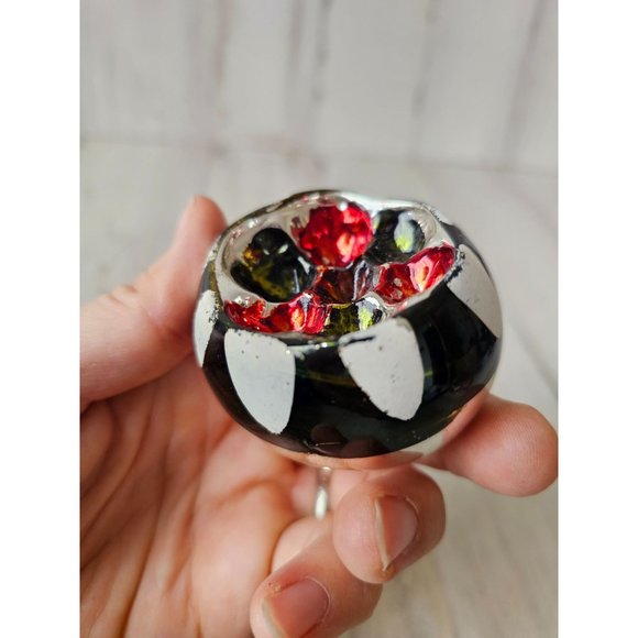 Vintage Black indent reflector ball silver ornament glass Xmas tree - Picture 10 of 10